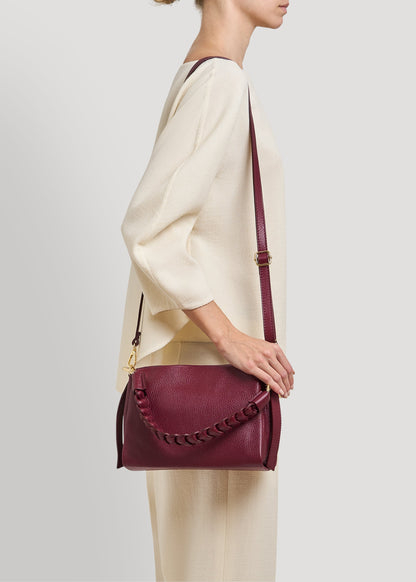 Borsa Braid Micro in pelle Dollaro Rosso Borgogna