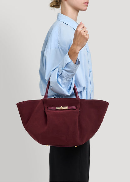 Borsa Charlène in Camoscio e Pelle Borgogna