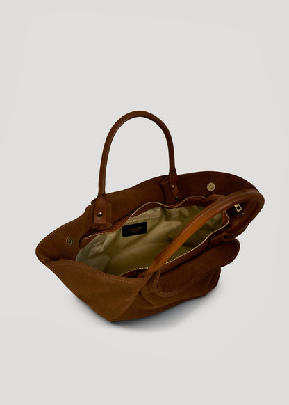 Borsa Charlène in Camoscio e Pelle Cuoio