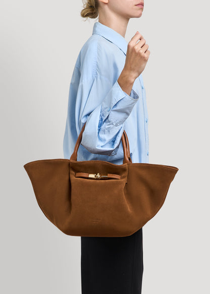 Borsa Charlène in Camoscio e Pelle Cuoio