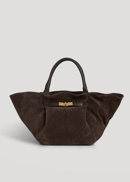 Borsa Charlène in Camoscio e Pelle Togo Testa di moro