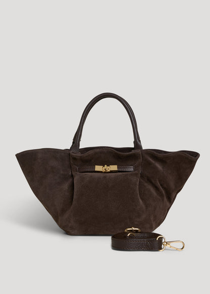 Borsa Charlène in Camoscio e Pelle Togo Testa di moro