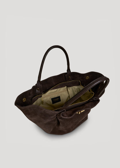 Borsa Charlène in Camoscio e Pelle Togo Testa di moro