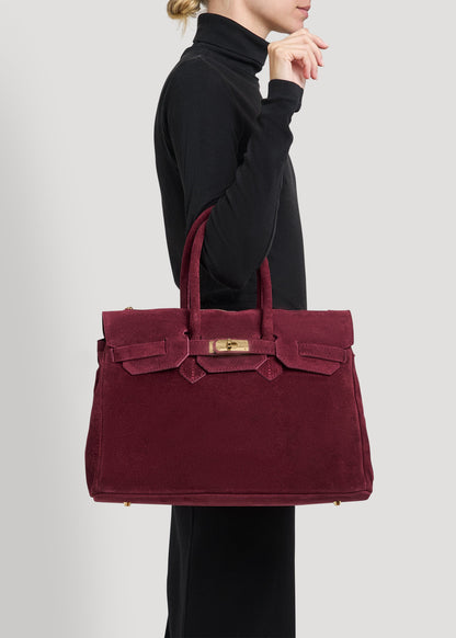 Borsa Elizabeth in Camoscio Borgogna