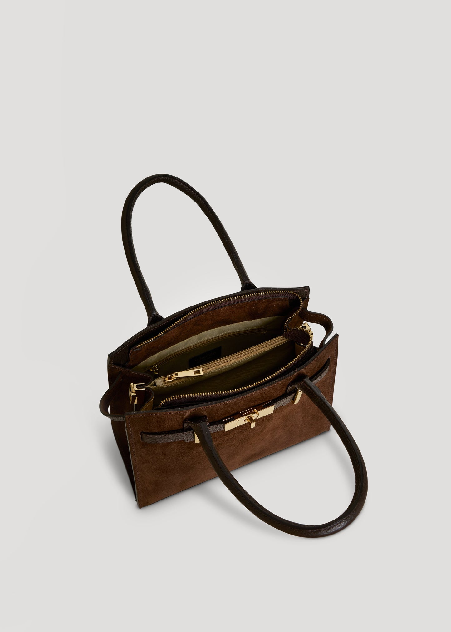 Borsa Grace in Camoscio e pelle Togo Testa di moro