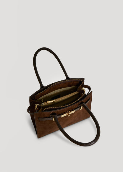 Borsa Grace in Camoscio e pelle Togo Testa di moro