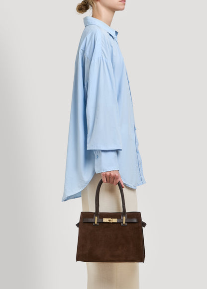 Borsa Grace in Camoscio e pelle Togo Testa di moro