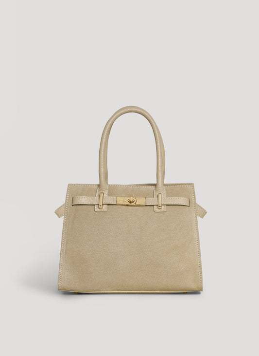 Borsa Grace in Camoscio e pelle Togo Beige