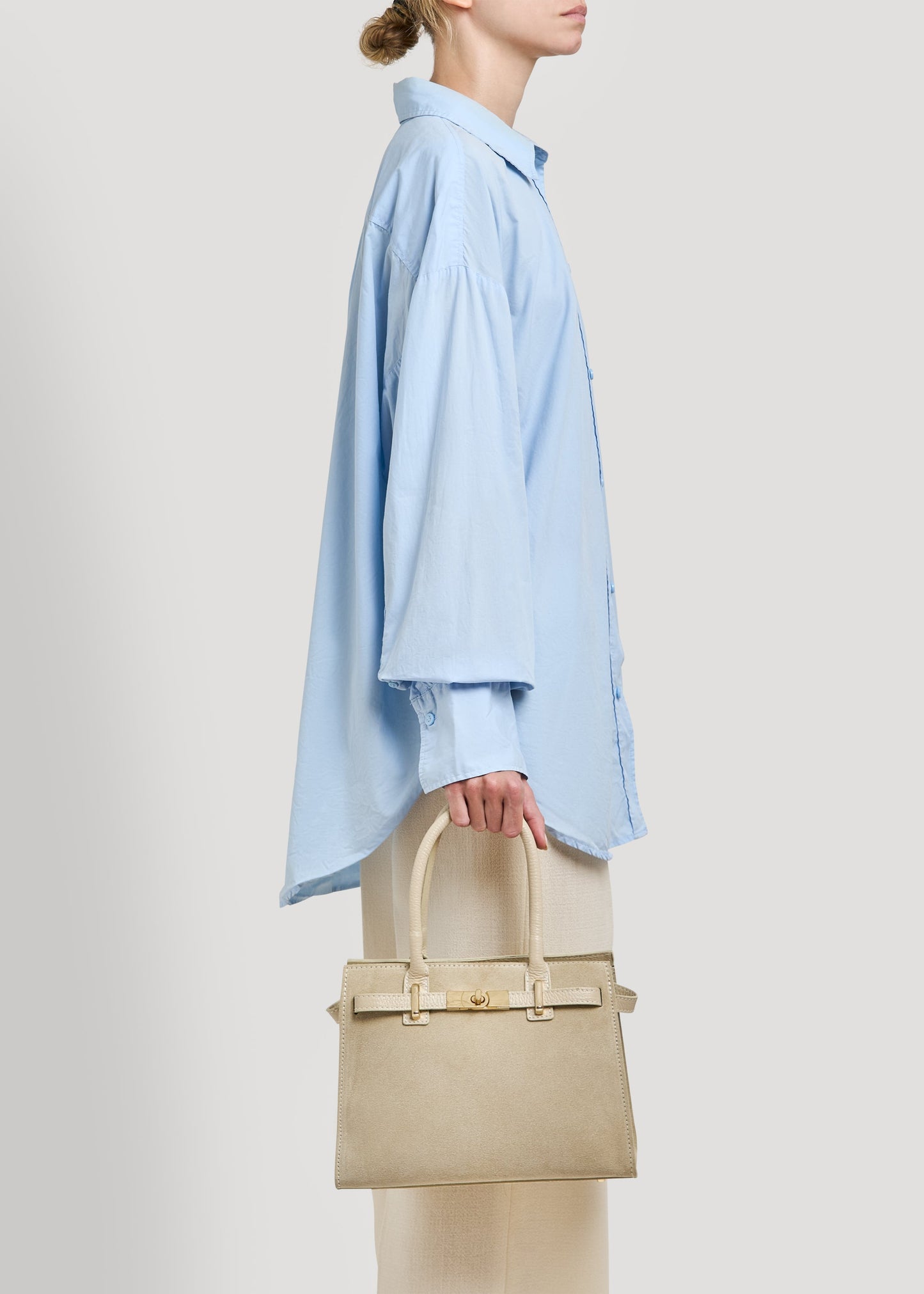 Borsa Grace in Camoscio e pelle Togo Beige