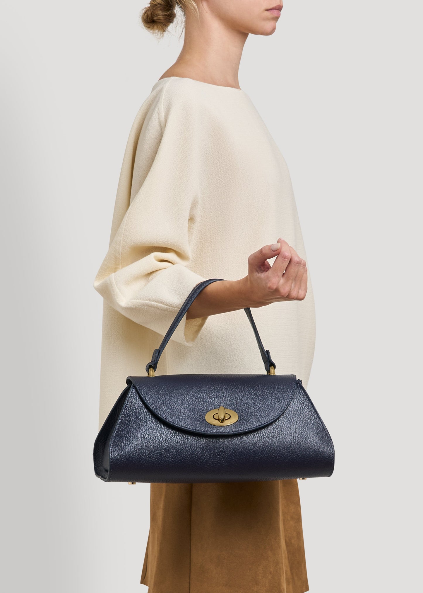 Borsa Florence in pelle Togo Blu Navy