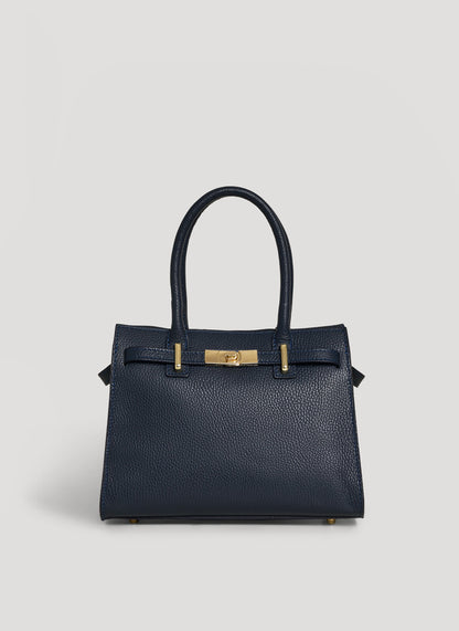 Borsa Grace in pelle Togo Blu Navy