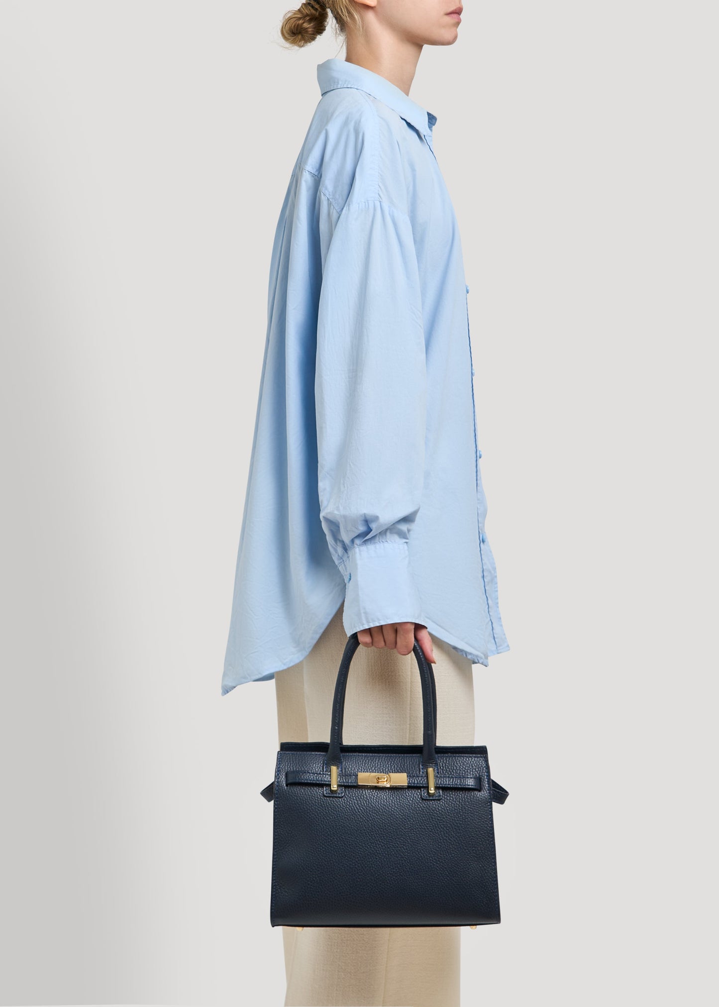 Borsa Grace in pelle Togo Blu Navy