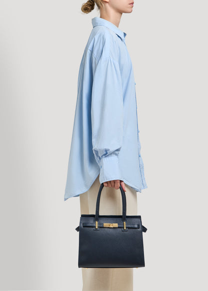 Borsa Grace in pelle Togo Blu Navy