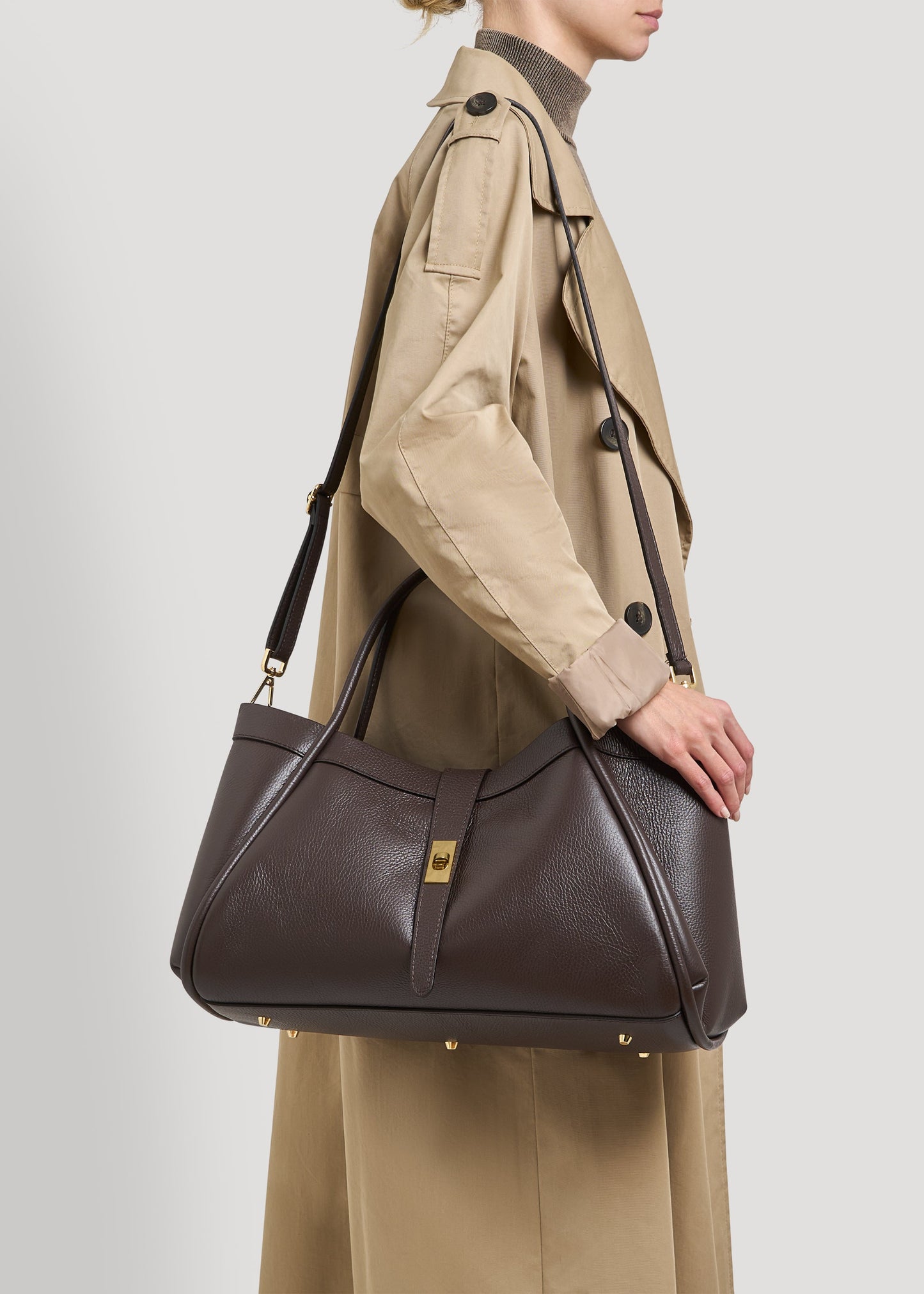 Borsa Mayfair in Pelle Togo Testa di moro