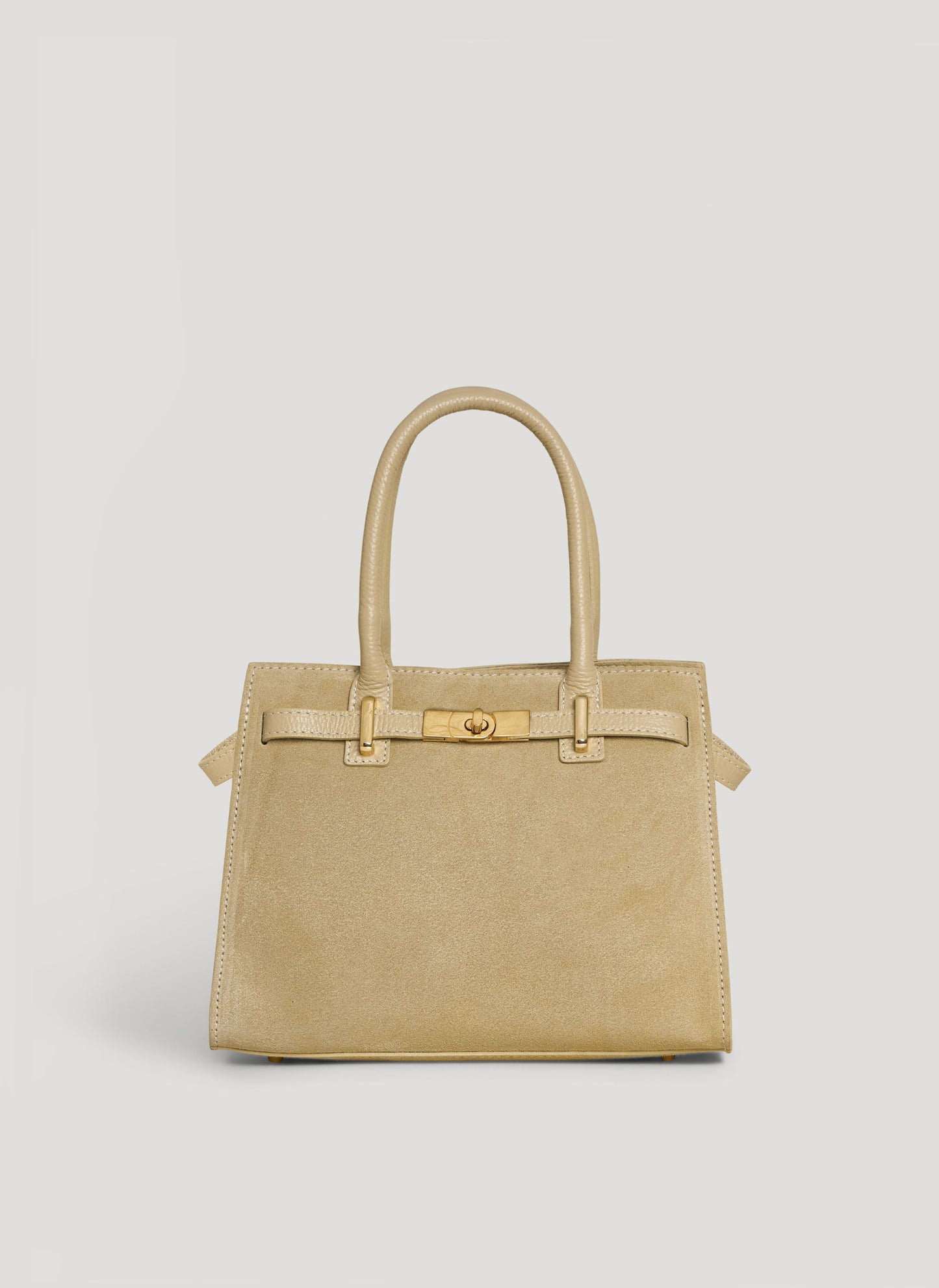 Borsa Grace in Camoscio e pelle Togo Taupe Chiaro