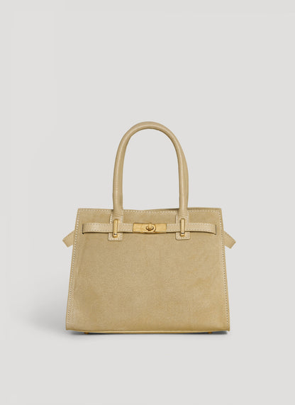 Borsa Grace in Camoscio e pelle Togo Taupe Chiaro