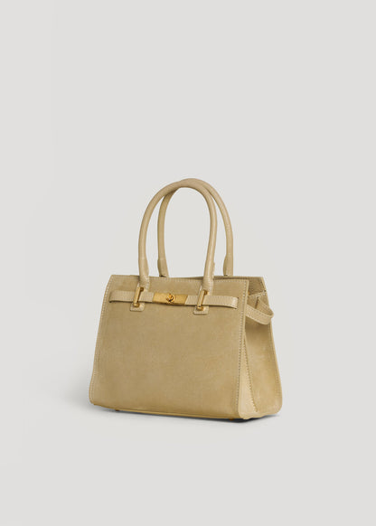 Borsa Grace in Camoscio e pelle Togo Taupe Chiaro