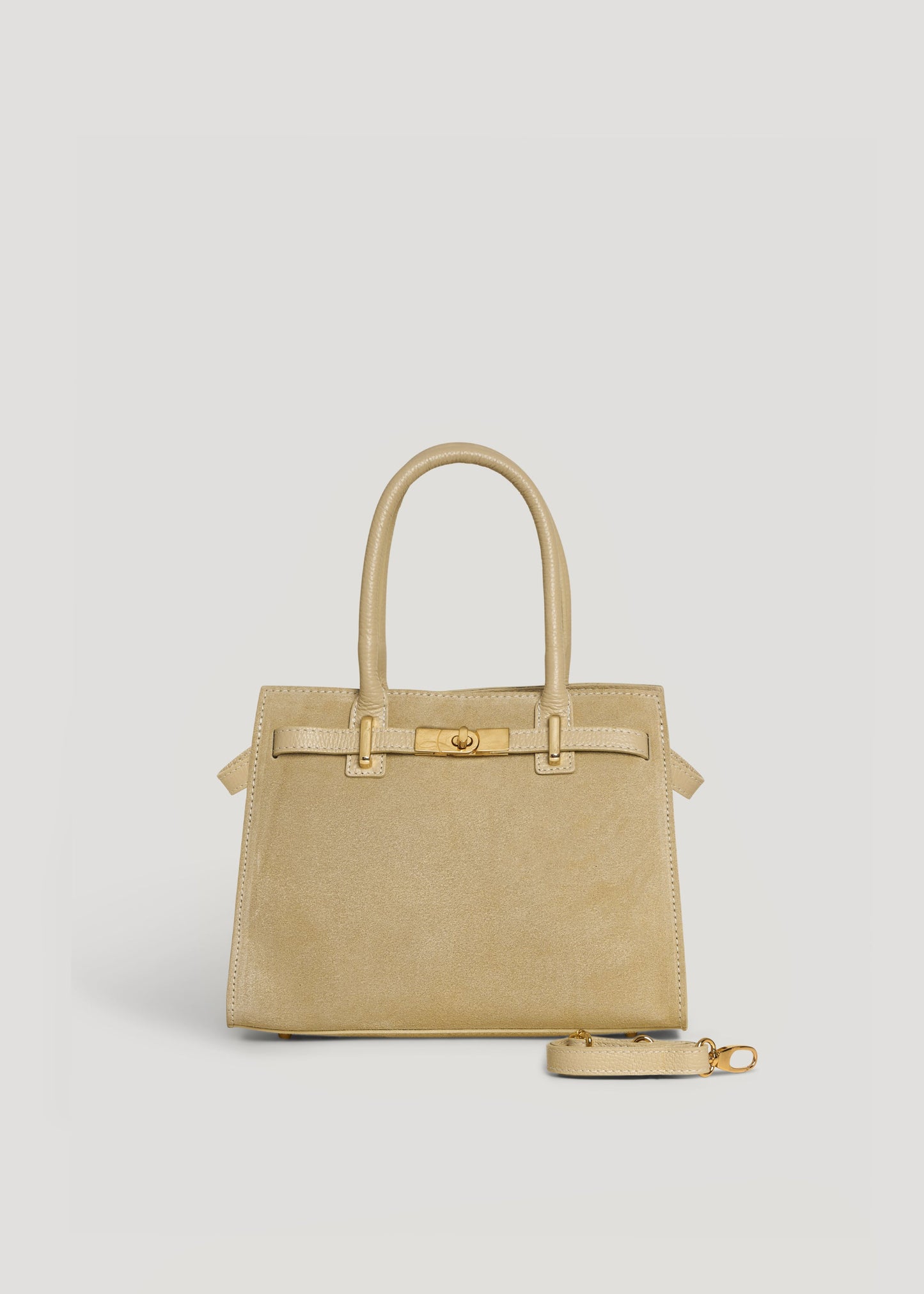 Borsa Grace in Camoscio e pelle Togo Taupe Chiaro