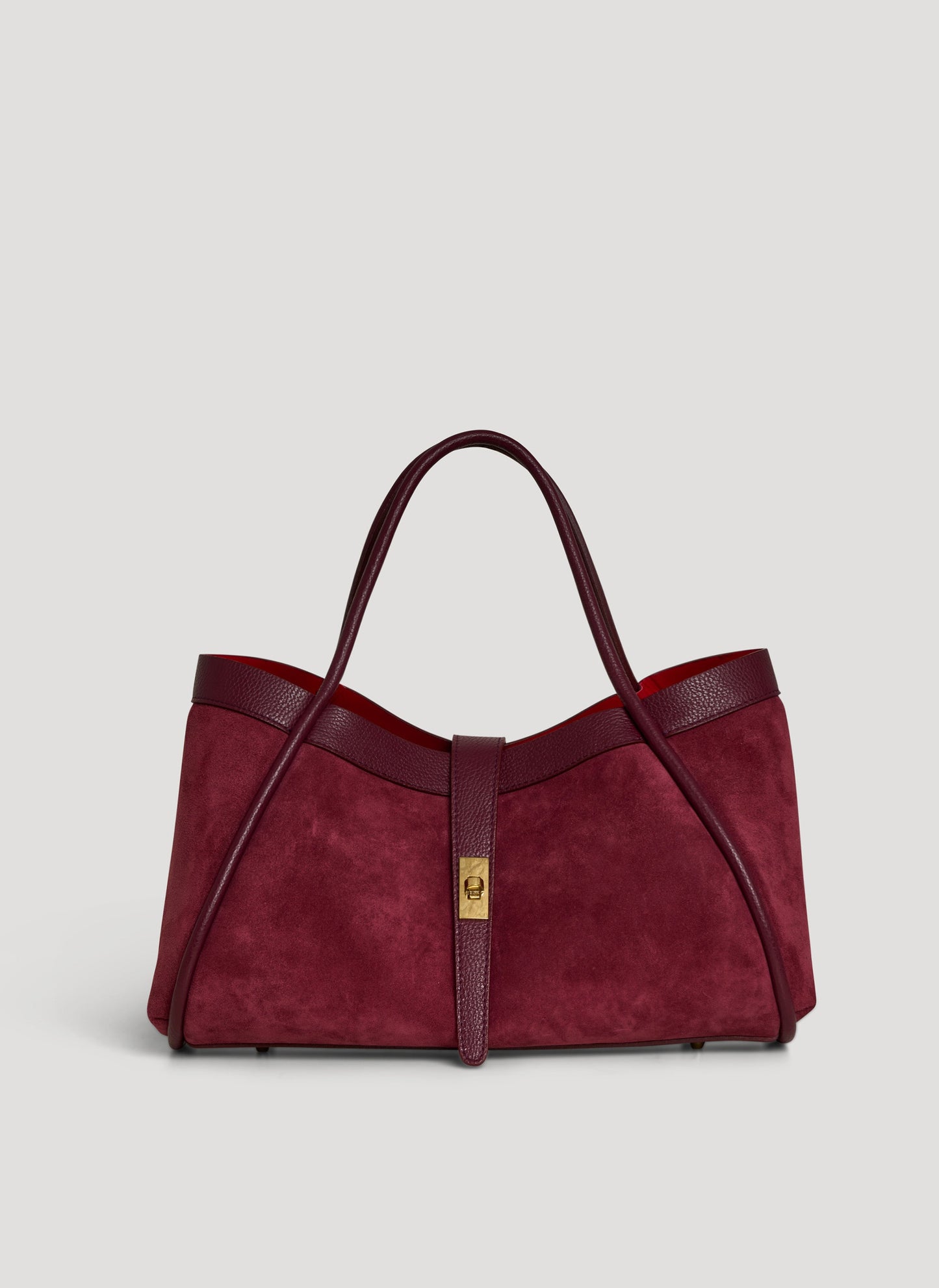 Borsa Mayfair in Camoscio e Pelle Togo Borgogna