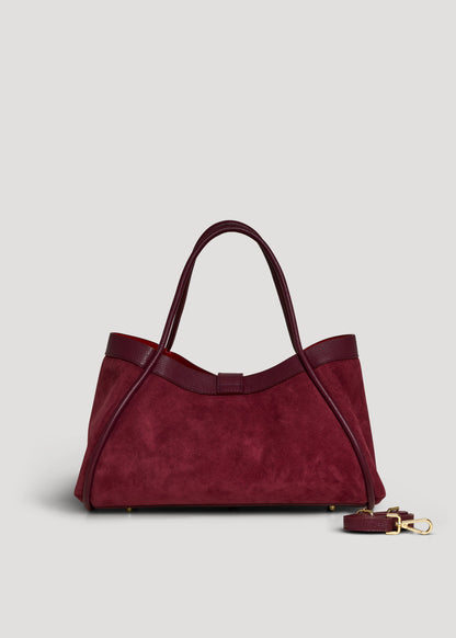 Borsa Mayfair in Camoscio e Pelle Togo Borgogna