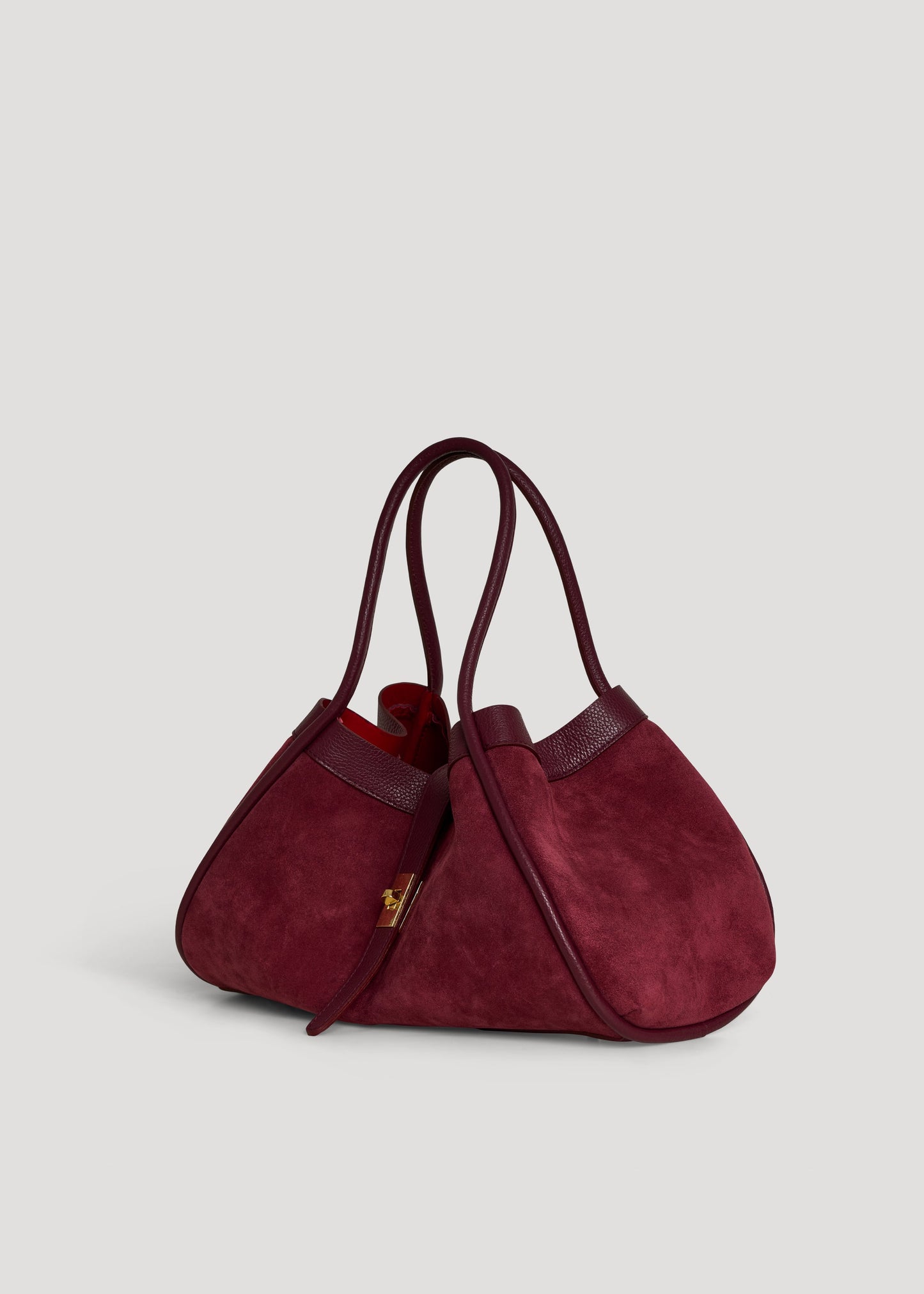 Borsa Mayfair in Camoscio e Pelle Togo Borgogna