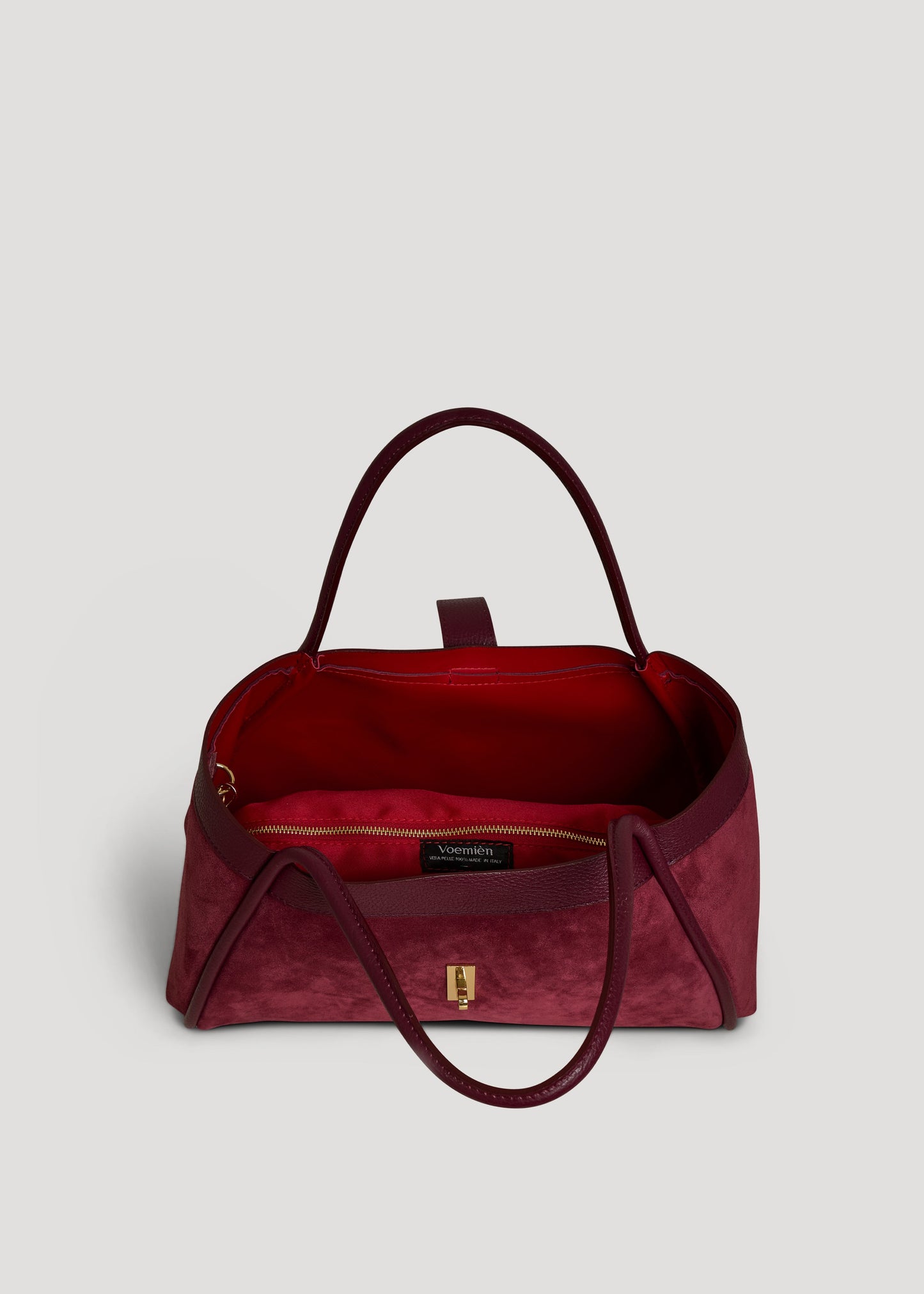 Borsa Mayfair in Camoscio e Pelle Togo Borgogna