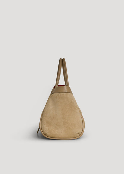 Borsa Mayfair in Camoscio e Pelle Togo Taupe chiaro