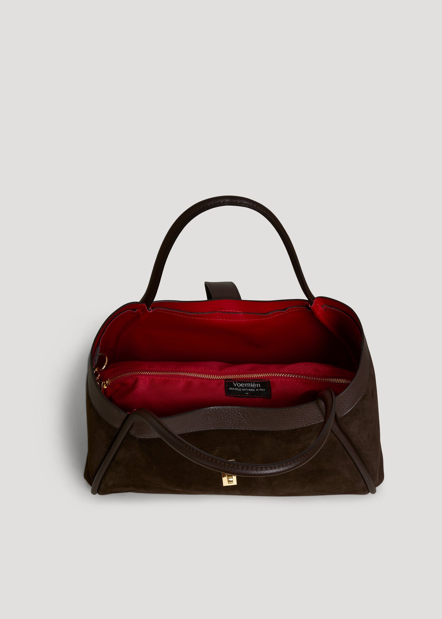 Borsa Mayfair in Camoscio e Pelle Togo Testa di moro