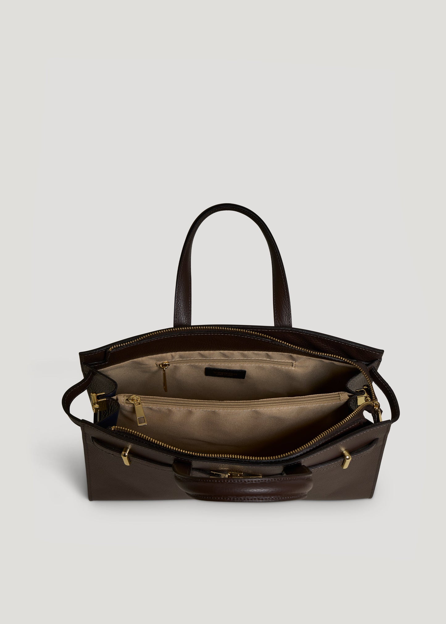 Borsa Sveva in pelle Togo Testa di moro