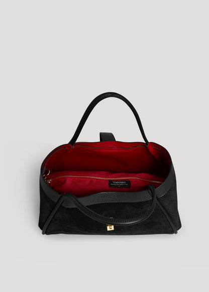 Borsa Mayfair in Camoscio e Pelle Togo Nera