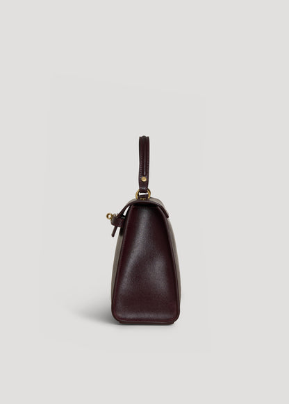 Borsa Zaira in Vera pelle Saffiano Bordeaux
