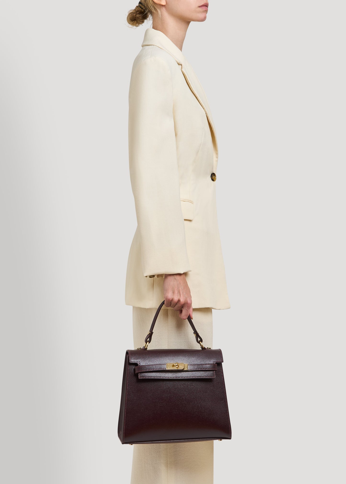 Borsa Zaira in Vera pelle Saffiano Bordeaux