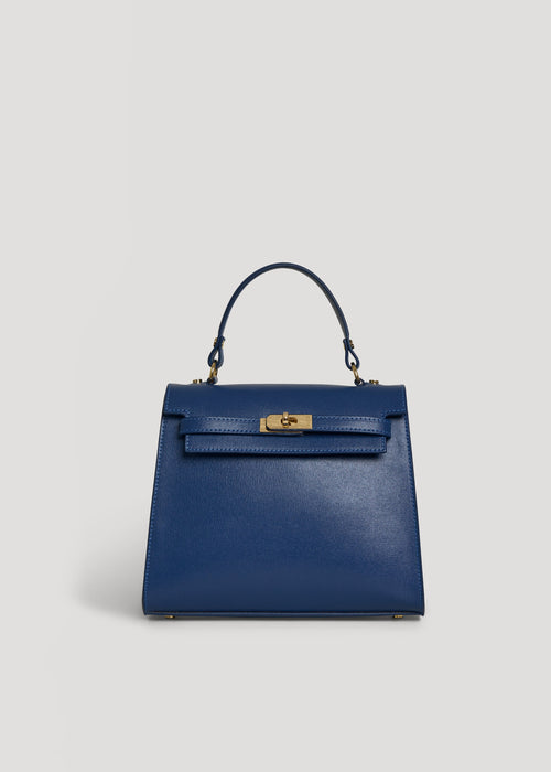 Borsa Zaira in Vera pelle Saffiano Blu