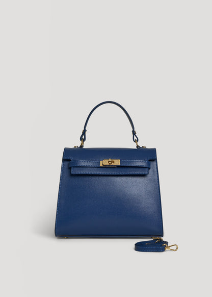 Borsa Zaira in Vera pelle Saffiano Blu