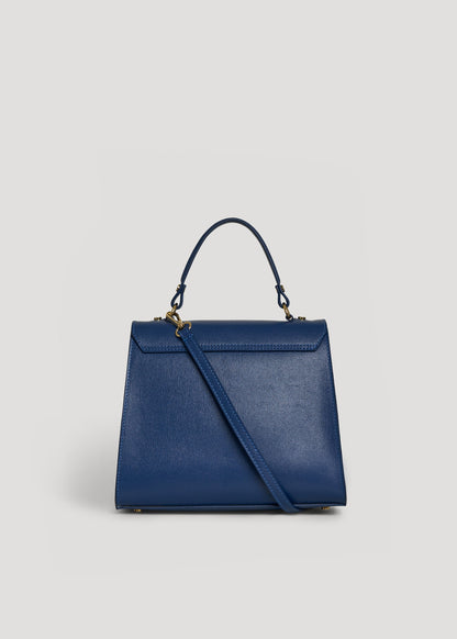 Borsa Zaira in Vera pelle Saffiano Blu