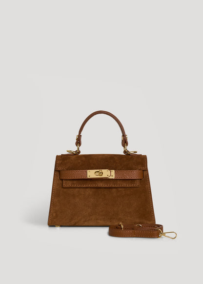 Borsa Victoria in Camoscio e Pelle Cuoio