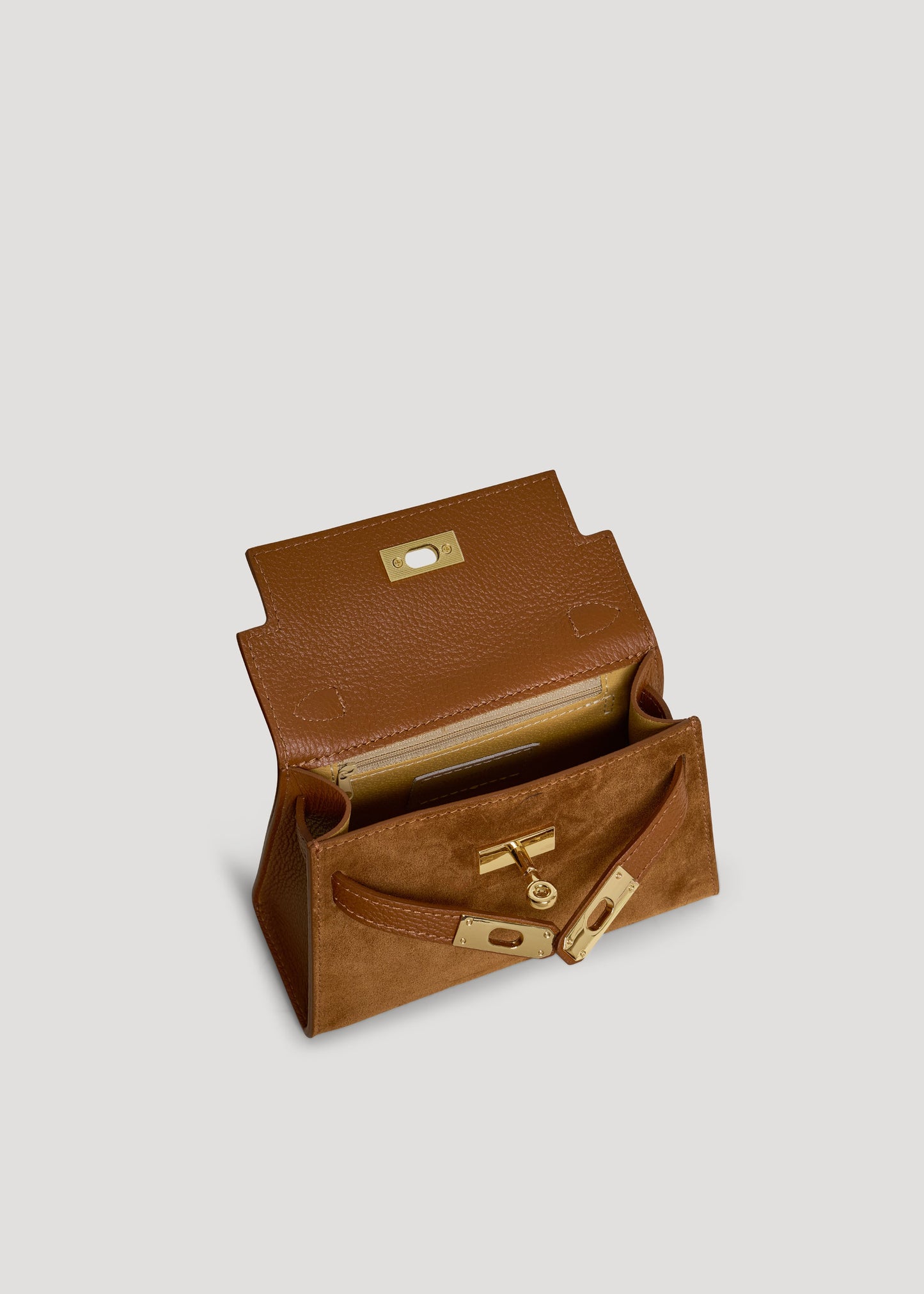 Borsa Victoria in Camoscio e Pelle Cuoio