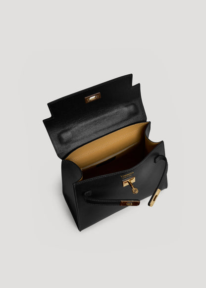 Borsa Zaira in Vera pelle Saffiano Nera