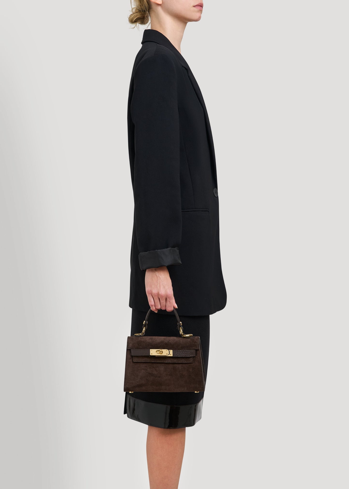 Borsa Victoria in Camoscio e Pelle Testa di Moro