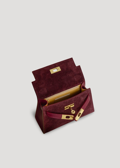 Borsa Victoria in Camoscio e Pelle Borgogna