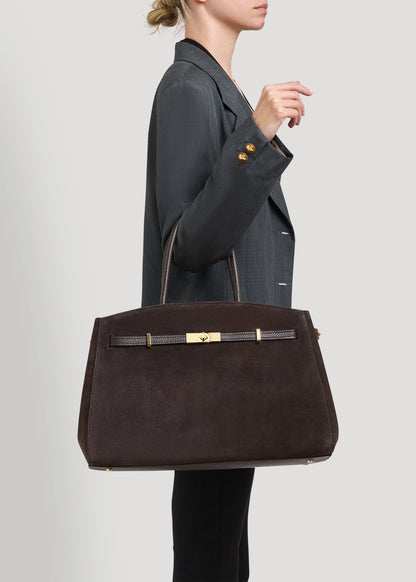 Borsa Driade in Camoscio e Pelle Testa di moro