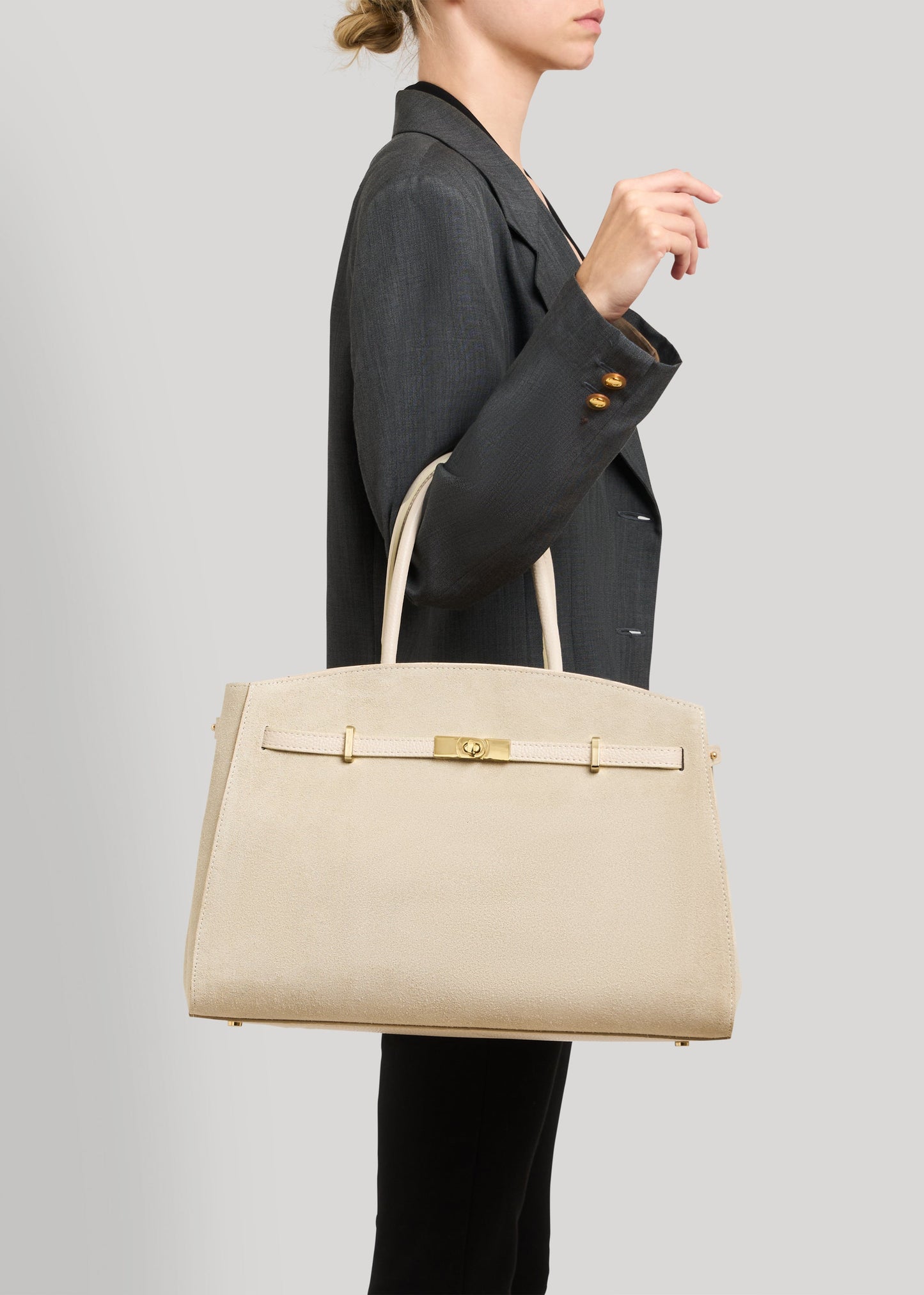 Borsa Driade in Camoscio e Pelle Beige