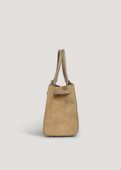 Borsa Driade in Camoscio e Pelle Taupe Chiaro