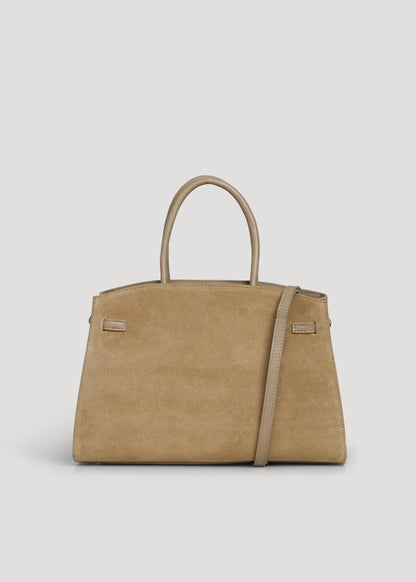 Borsa Driade in Camoscio e Pelle Taupe Chiaro