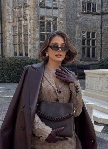 Borsa Braid in pelle Dollaro Testa di Moro