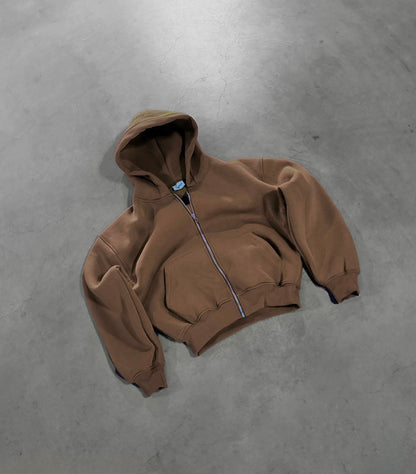 TOBACCO BROWN ZIP HOODIE