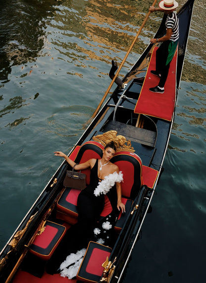 Borsa Elizabeth Micro in Camoscio e Pelle Testa di Moro