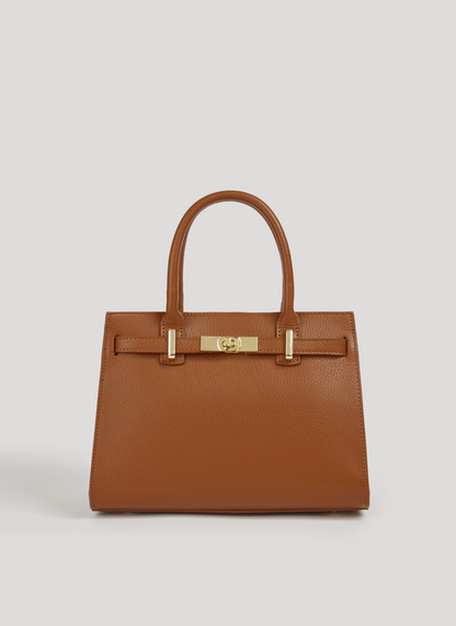 Borsa Grace in pelle Togo Cuoio