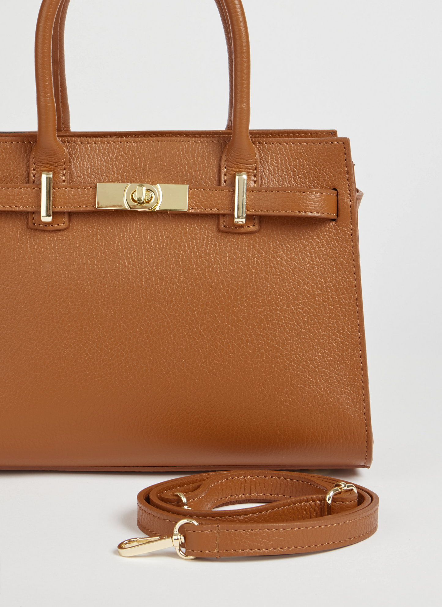 Borsa Grace in pelle Togo Cuoio