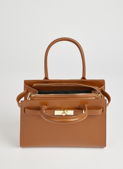 Borsa Grace in pelle Togo Cuoio